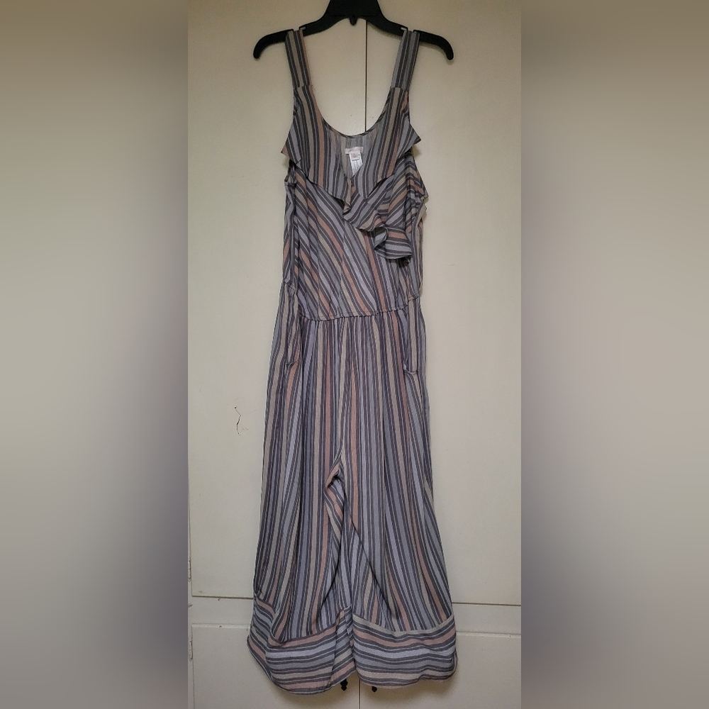Xhilaration Striped Jumpsuit - Gray, Pink, White
